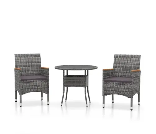 3-Osaline Aiamööbli Komplekt, Polürotang, Hall