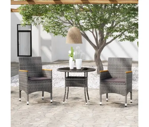 3-Osaline Aiamööbli Komplekt, Polürotang, Hall