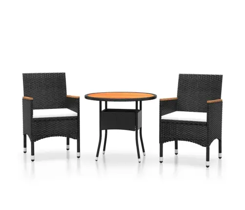 3-Osaline Aiamööbli Komplekt, Polürotang, Must