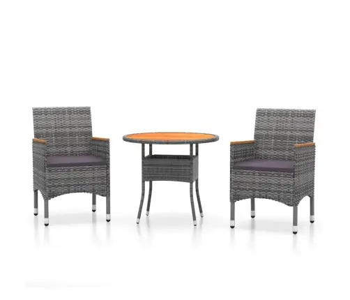 3-Daļīgs Dārza Mēbeļu Komplekts, Pelēka Pe Rotangpalma Vidaxl