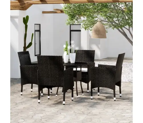 5-Daļīgs Dārza Mēbeļu Komplekts, Melna Pe Rotangpalma Vidaxl