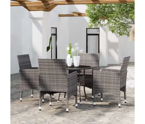 5-Daļīgs Dārza Mēbeļu Komplekts, Pelēka Pe Rotangpalma Vidaxl