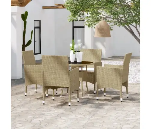 5-Daļīgs Dārza Mēbeļu Komplekts, Bēša Pe Rotangpalma Vidaxl