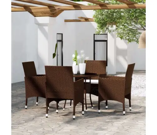 5-Daļīgs Dārza Mēbeļu Komplekts, Brūna Pe Rotangpalma Vidaxl