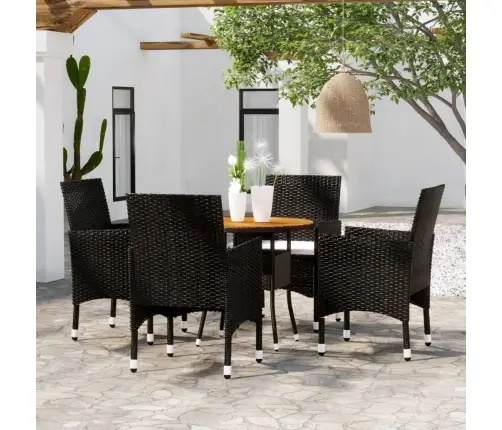 Sodo Valgomojo Baldų Komplektas, 5 Dalių, Juodas, Poliratanas