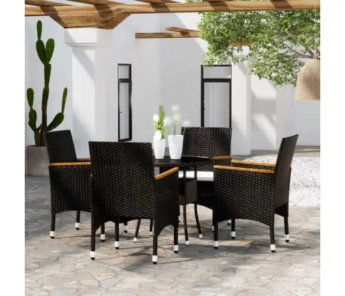 5-Osaline Aiamööblikomplekt, Polürotang, Must