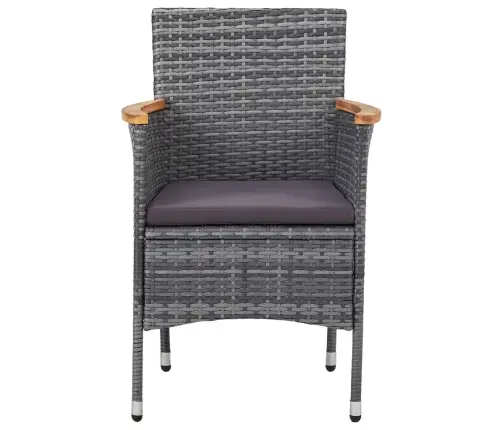 5-Daļīgs Dārza Mēbeļu Komplekts, Pelēka Pe Rotangpalma Vidaxl