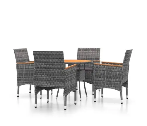 5-Daļīgs Dārza Mēbeļu Komplekts, Pelēka Pe Rotangpalma Vidaxl