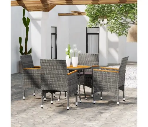 5-Daļīgs Dārza Mēbeļu Komplekts, Pelēka Pe Rotangpalma Vidaxl