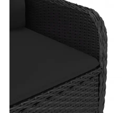 3-Osaline Aiamööbli Komplekt, Polürotang Ja Klaas, Must