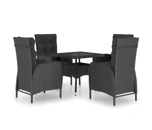 Sodo Komplektas, 5 Dalių, Juodos Spalvos, Poliratanas/Stiklas