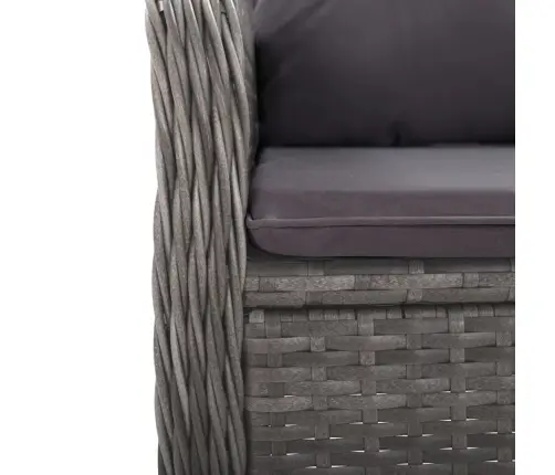 Valgomojo Komplektas, 9 Dalių, Pilkas, Poliratanas Ir Stiklas