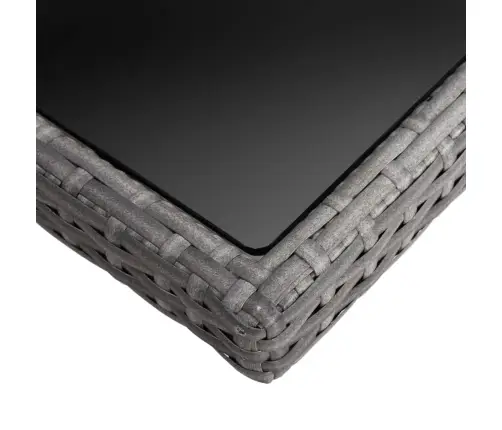 Valgomojo Komplektas, 9 Dalių, Pilkas, Poliratanas Ir Stiklas