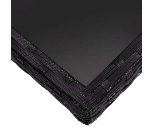 9-Daļīgs Dārza Mēbeļu Komplekts, Melns, Pe Rotangpalma, Stikls Vidaxl