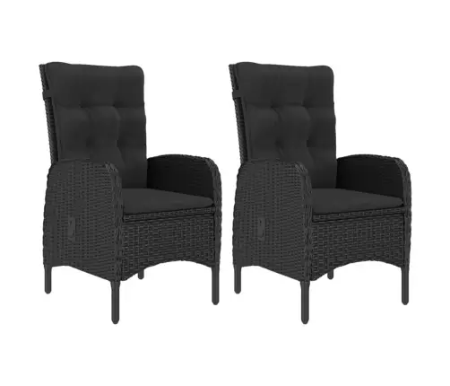 Sodo Bistro Komplektas, 3 Dalių, Juodas, Poliratanas Ir Stiklas