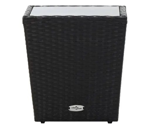 Sodo Bistro Komplektas, 3 Dalių, Juodas, Poliratanas Ir Stiklas