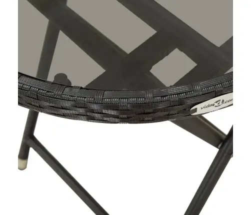 3-Daļīgs Bistro Mēbeļu Komplekts, Pe Rotangpalma, Stikls, Melns Vidaxl