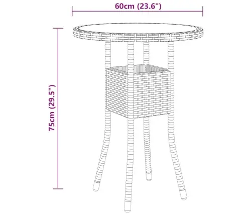 3-Daļīgs Bistro Mēbeļu Komplekts, Pe Rotangpalma, Melns Vidaxl