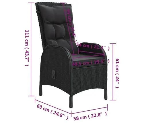 3-Osaline Aia Bistrookomplekt, Polürotang, Must