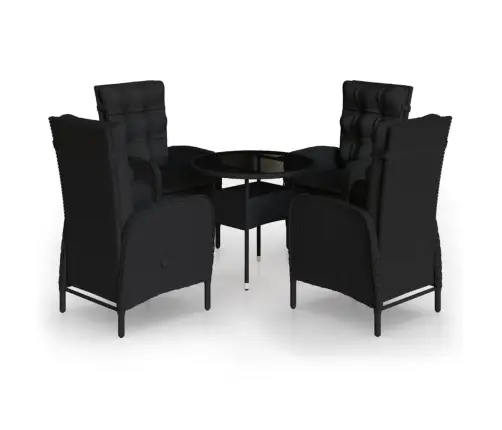 5-Daļīgs Dārza Bistro Mēbeļu Komplekts, Melna Pe Rotangpalma Vidaxl