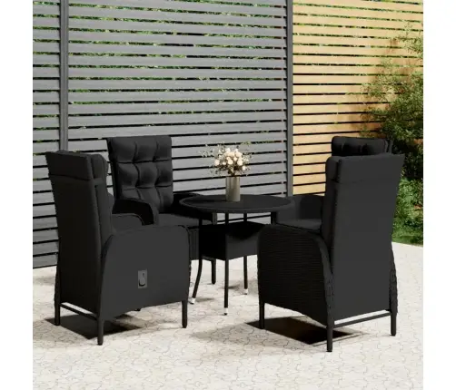 5-Daļīgs Dārza Bistro Mēbeļu Komplekts, Melna Pe Rotangpalma Vidaxl