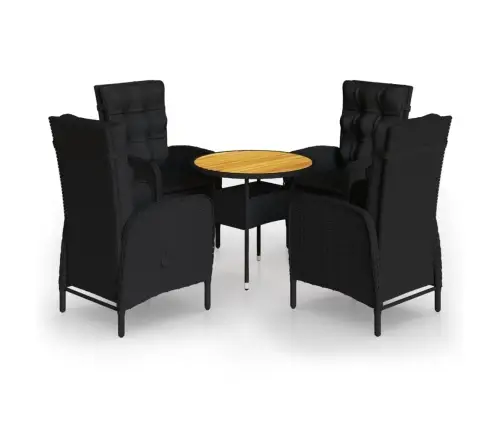 5-Daļīgs Dārza Bistro Mēbeļu Komplekts, Melna Pe Rotangpalma Vidaxl