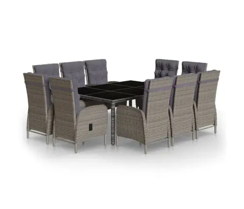 Sodo Valgomojo Baldų Komplektas, 11 Dalių, Pilkas, Poliratanas