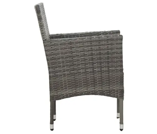 11-Daļīgs Dārza Mēbeļu Komplekts, Pelēks, Pe Rotangpalma Vidaxl