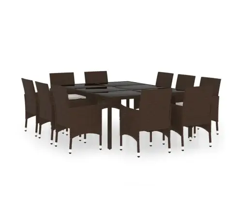 11-Osaline Aiamööbli Komplekt, Polürotang, Pruun