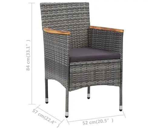 Sodo Valgomojo Baldų Komplektas, 11 Dalių, Pilkas, Poliratanas