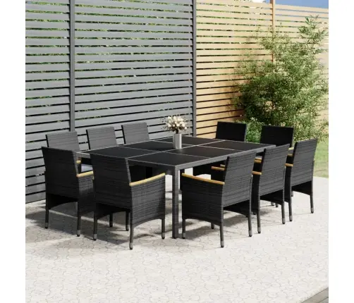 Sodo Valgomojo Baldų Komplektas, 11 Dalių, Pilkas, Poliratanas