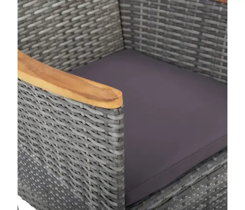 11-Daļīgs Dārza Mēbeļu Komplekts, Pelēks, Pe Rotangpalma Vidaxl