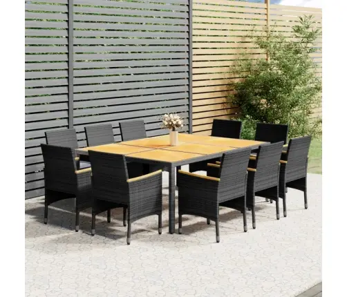 11-Daļīgs Dārza Mēbeļu Komplekts, Pelēks, Pe Rotangpalma Vidaxl