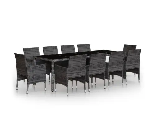 Sodo Valgomojo Baldų Komplektas, 11 Dalių, Pilkas, Poliratanas