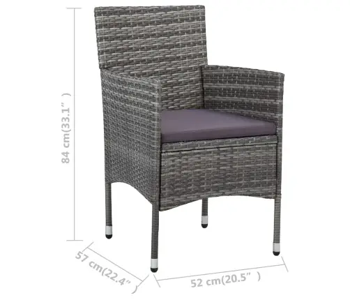 Sodo Valgomojo Baldų Komplektas, 11 Dalių, Pilkas, Poliratanas