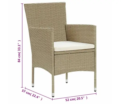 11-Daļīgs Dārza Mēbeļu Komplekts, Bēša Pe Rotangpalma Vidaxl