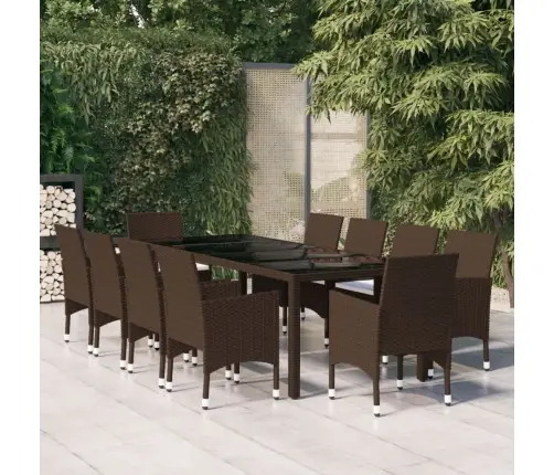 11-Osaline Aiamööbli Komplekt, Polürotang, Pruun