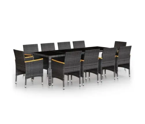 Sodo Valgomojo Baldų Komplektas, 11 Dalių, Pilkas, Poliratanas