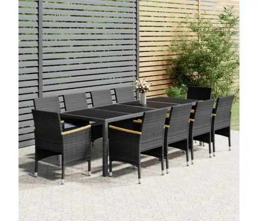 Sodo Valgomojo Baldų Komplektas, 11 Dalių, Pilkas, Poliratanas