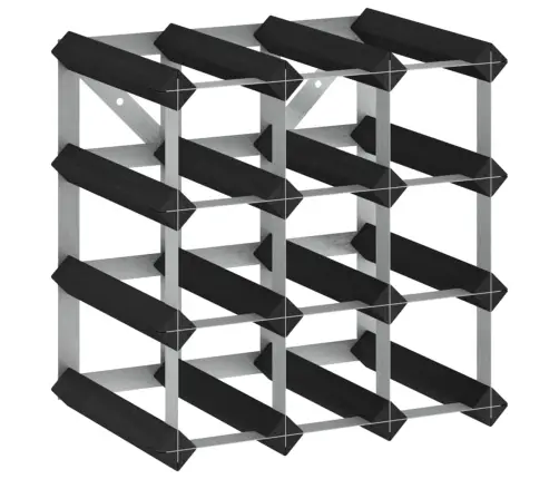 Vīna Pudeļu Plaukts 12 Pudelēm, Melns Priedes Masīvkoks Vidaxl