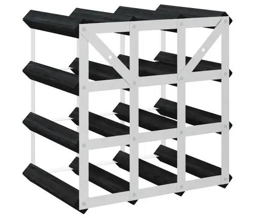 Vīna Pudeļu Plaukts 12 Pudelēm, Melns Priedes Masīvkoks Vidaxl