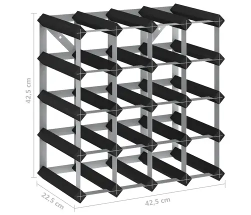 Vīna Pudeļu Plaukts 20 Pudelēm, Melns Priedes Masīvkoks Vidaxl