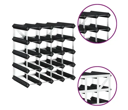 Vīna Pudeļu Plaukts 20 Pudelēm, Melns Priedes Masīvkoks Vidaxl