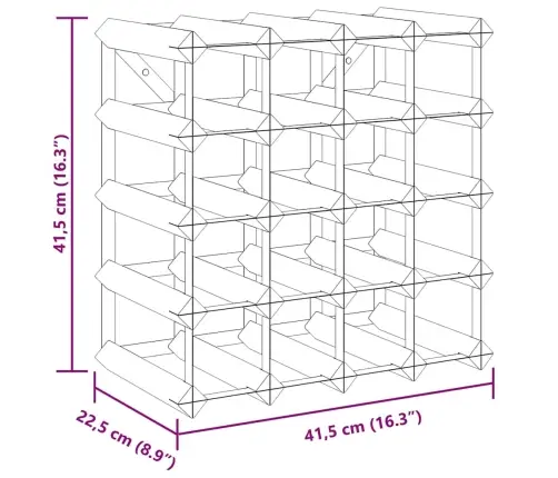 Vīna Pudeļu Plaukts 20 Pudelēm, Melns Priedes Masīvkoks Vidaxl