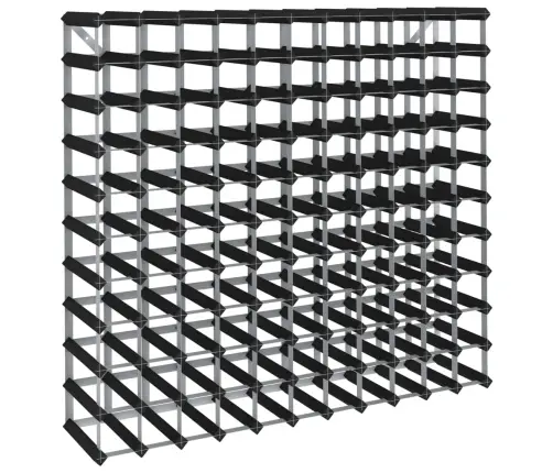 Stovas Vynui Skirtas 120 Butelių, Juodas, Pušies Masyvas