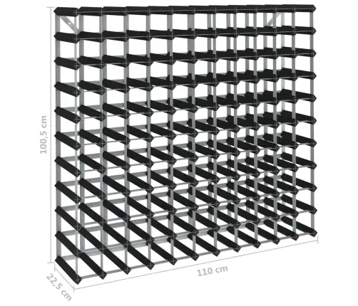 Stovas Vynui Skirtas 120 Butelių, Juodas, Pušies Masyvas
