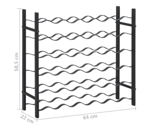 Vīna Pudeļu Plaukts 36 Pudelēm, Melna Dzelzs Vidaxl
