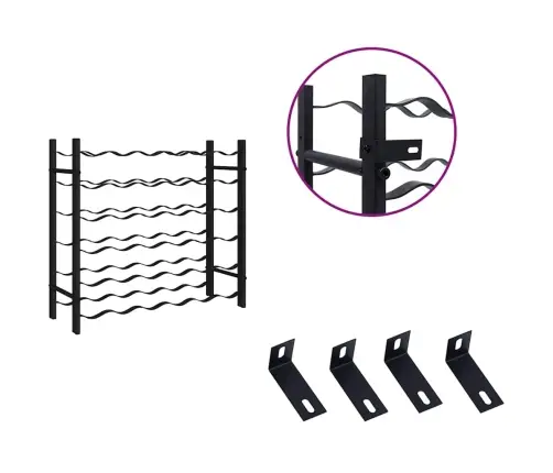 Vīna Pudeļu Plaukts 36 Pudelēm, Melna Dzelzs Vidaxl