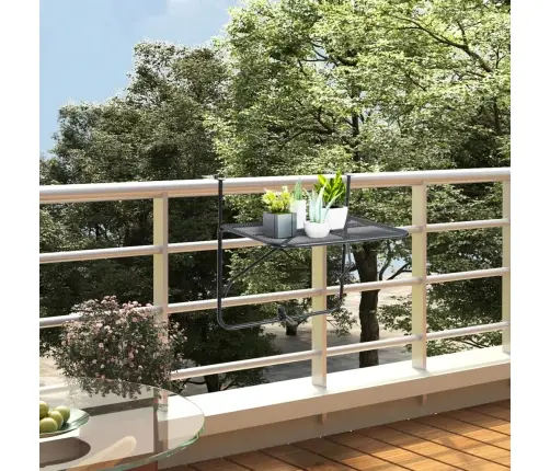 Balkona Galdiņš, Melns, 60X40 Cm, Tērauds Vidaxl