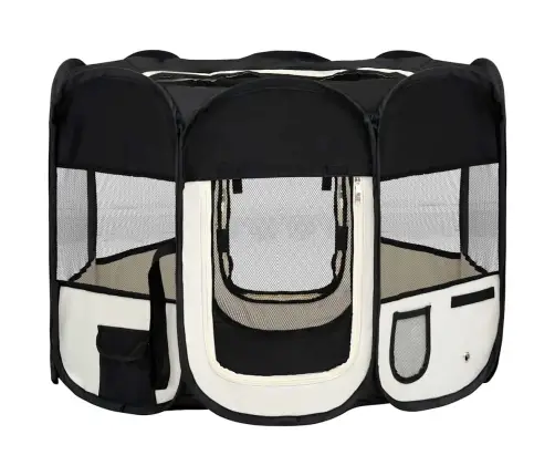 Sulankstomas Aptvaras Šunims Su Krepšiu, Juodas, 90X90X58Cm